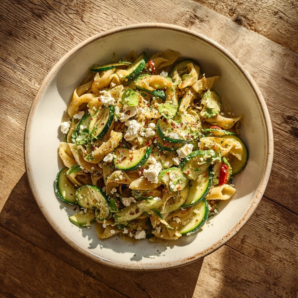 Mediterraner Nudelsalat Mit Gurken