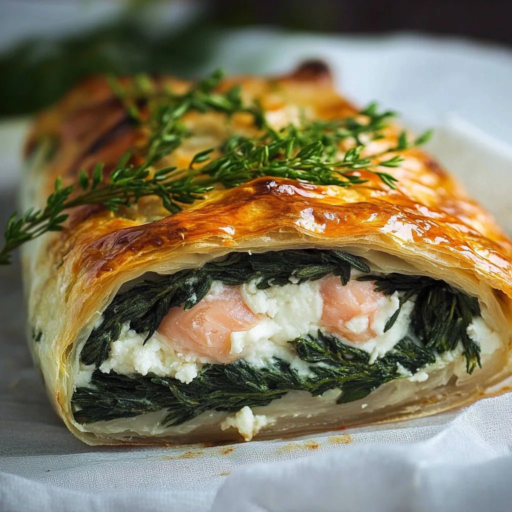 Lachsstrudel mit Blätterteig