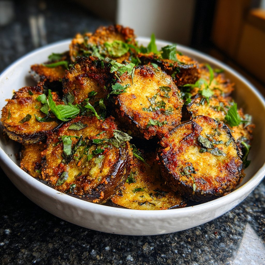 Auberginen aus der Pfanne mit Kräutern