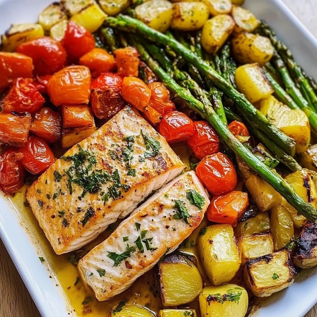 Lachs mit geröstetem Gemüse