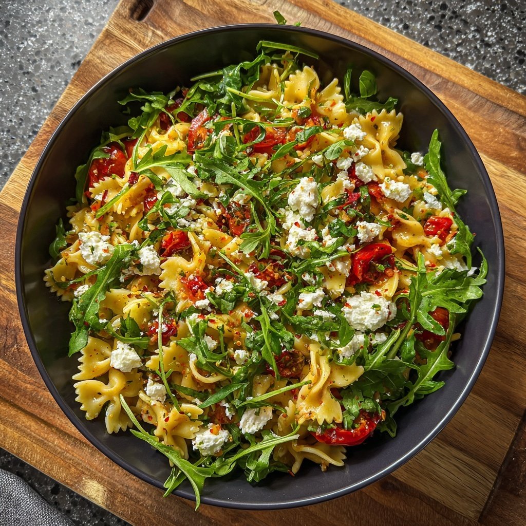Mediterraner Nudelsalat Mit Rucola Und Feta