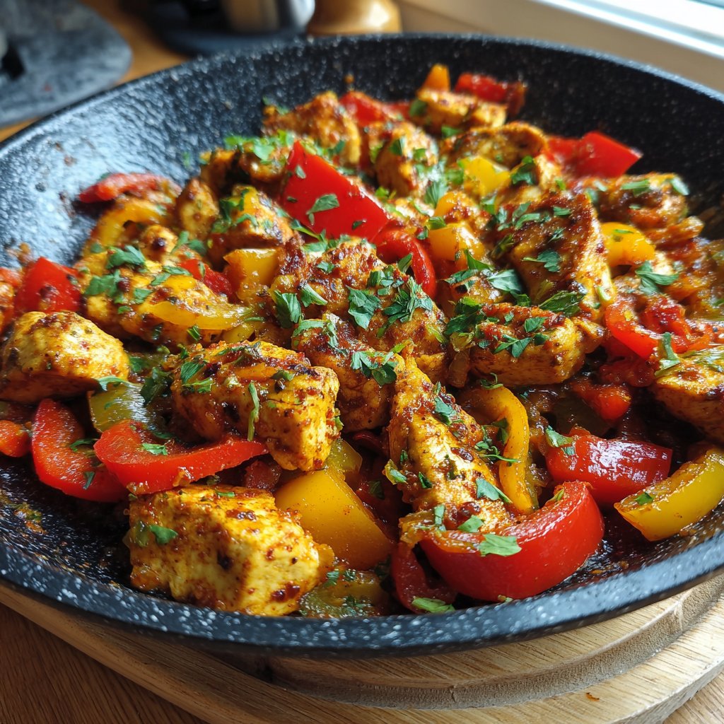 Kalorienarme Hähnchen Pfanne Mit Paprika