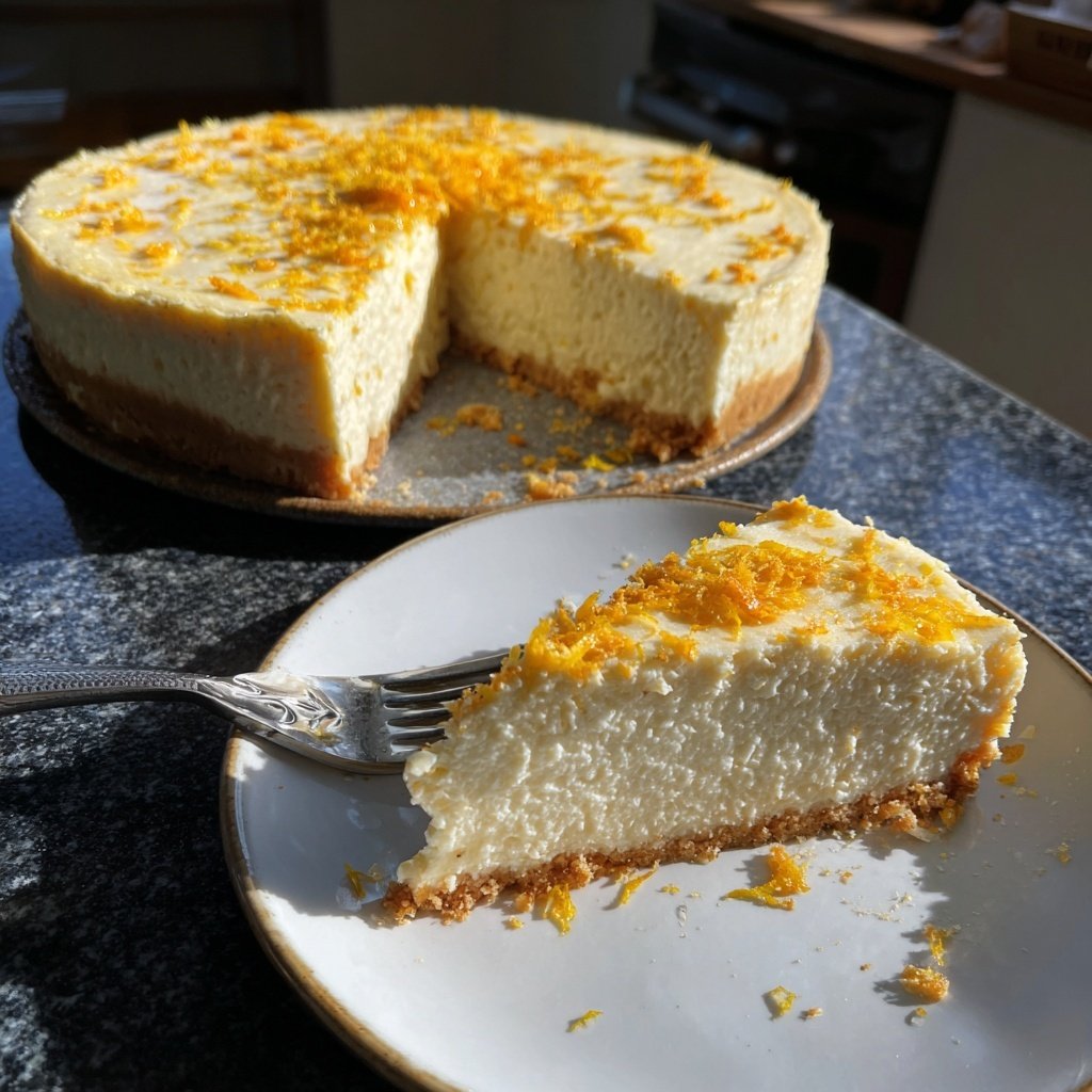Käsekuchen mit Vanille und Zitronenabrieb